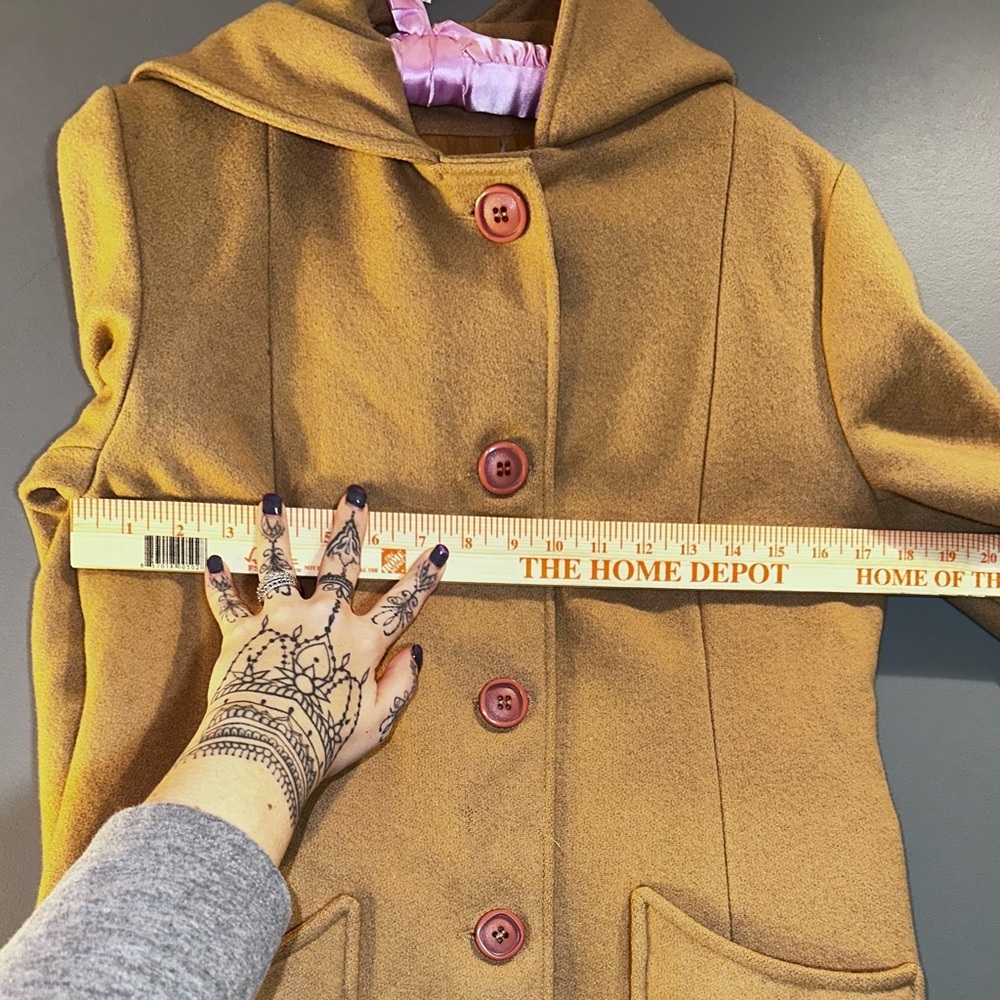 Women's Tan Hooded Coat - Picture 7 of 15